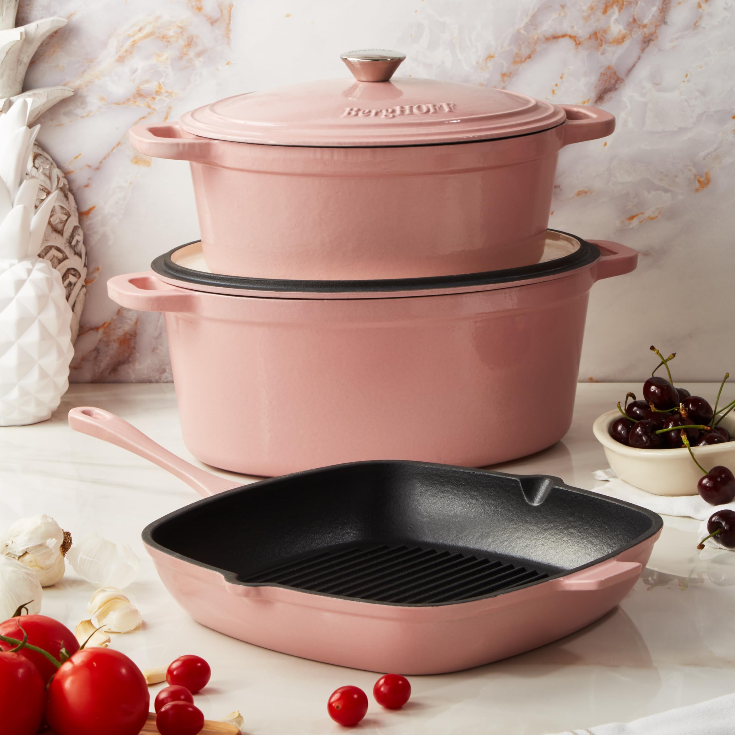オルゴナイト バラ ディープローズクォーツ＆ ガーネット Amazon.com: Berghoff Neo Enameled Cast Iron Oval Dutch Oven Pot, 8